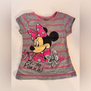 Disney Minnie Mouse Gray and Pink Short Sleeve Tee
